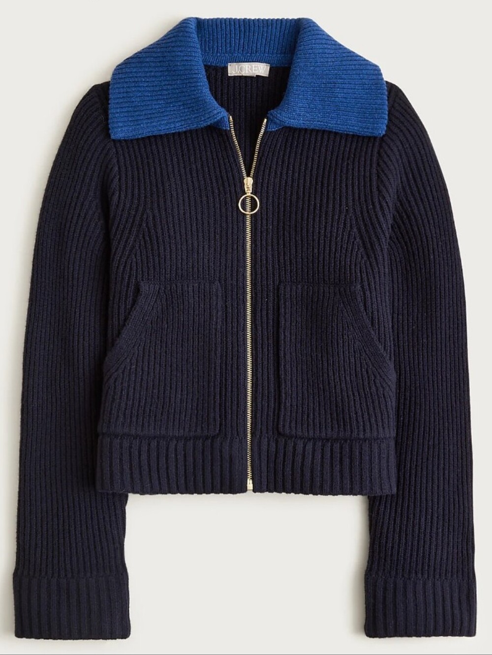 J Crew Colorblock collared full-zip sweater in wool CR149 Size XXS NWT Merino - Picture 5 of 13